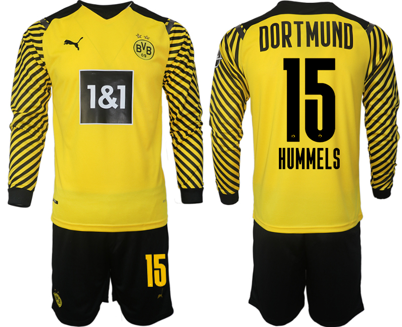 Cheap Men 2021-2022 Club Borussia Dortmund home yellow Long Sleeve 15 Soccer Jersey